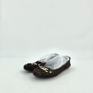 Louis Vuitton Dark Brown Suede Chain Round-Toe Casual Flats Size 35.5